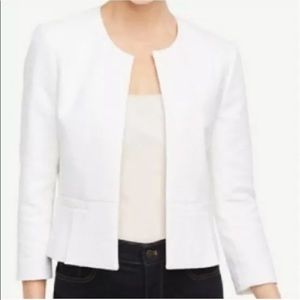 Ann Taylor White Open Jacket  XLT  Collarless Twee